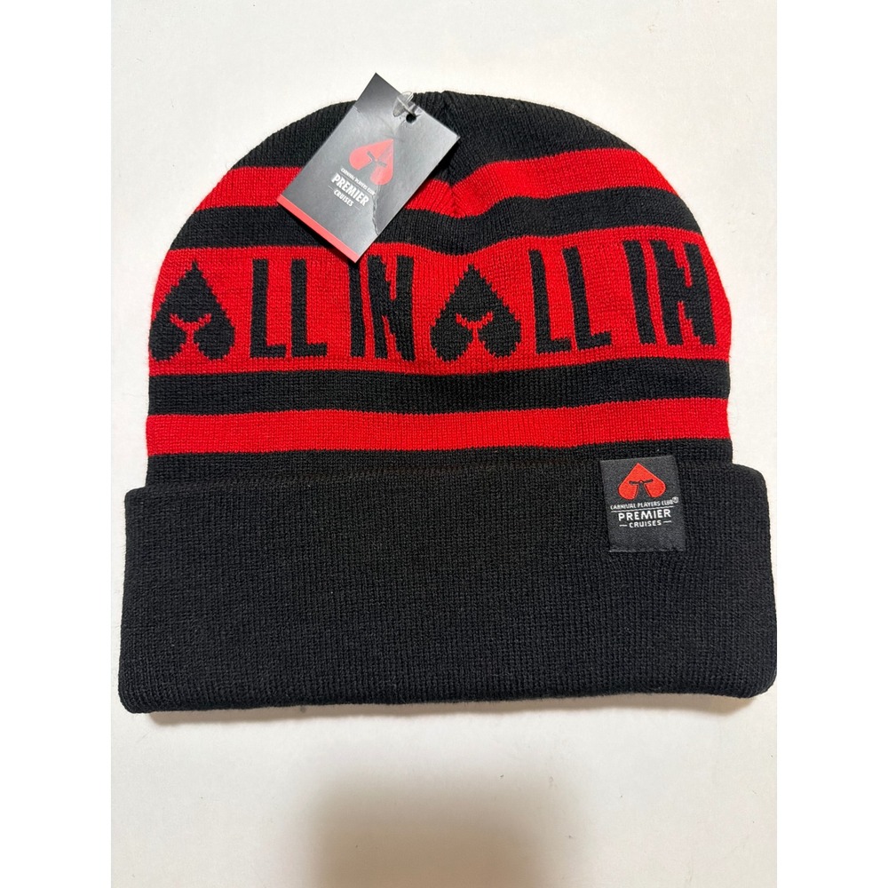 Carnival Players Club Premier Cruises Beanie Hat Black Red All In Casino NWT